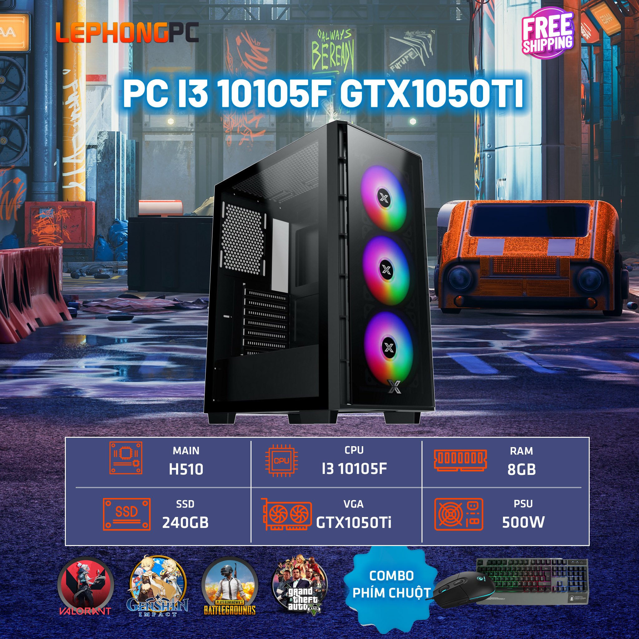 PC I3 10105F GTX1050TI